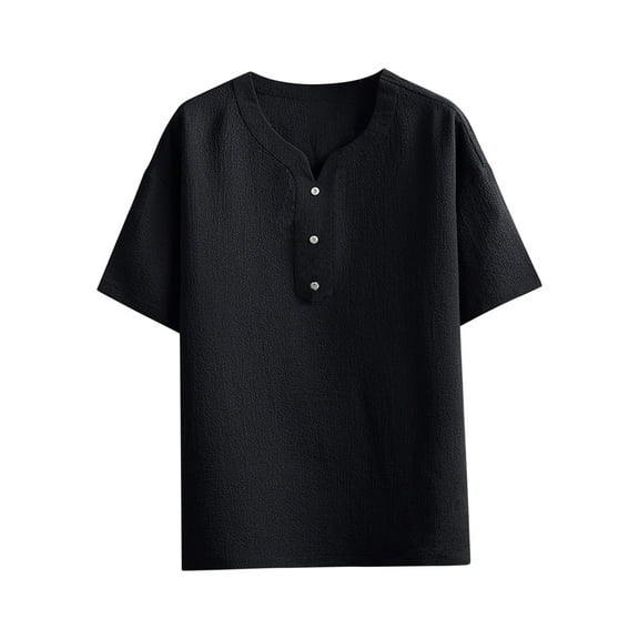 IROINNID Men's Plus Size V-neck Solid Short Sleeve Base T-Shirts