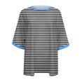 thumbnail image 5 of Tfken Women Tshirts For Summer Crew Neck Half Sleeve Stripe Tops Trendy Daily Wear Female Soft Shirts Black, 5 of 6