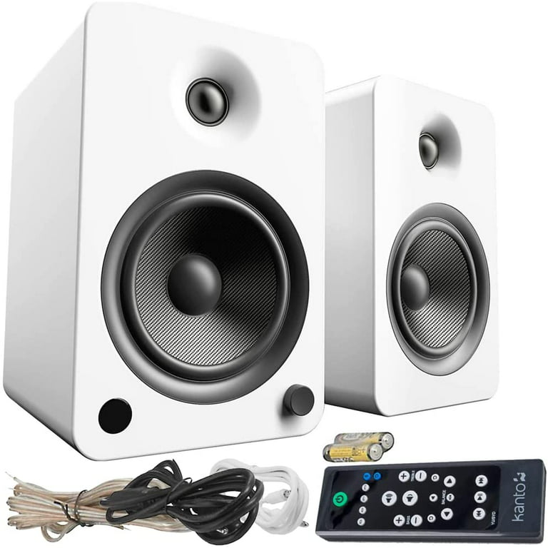 Kanto YU6 5.25" Powered Bluetooth Bookshelf Speakers w/ SUB 8" Subwoofer & JBL Headphones Bass Home Audio Bundle. Remote Included. Ideal for Music, Video Games SUB8VMW, White) - Walmart.com