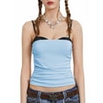 thumbnail image 1 of Gupgi Women Ruched Cami Tops Slim Camisole Spaghetti Strap Contrast Tank Top Sleeveless Going Out Tops, 1 of 8