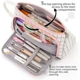 thumbnail image 2 of CICIMELON Large Capacity Pen Pencil Case Simple Pencil Pouch Stationery Bag Holder White, Plaid, 2 of 8