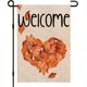 thumbnail image 1 of Bandera de jardín de arpillera con forma de corazón de hoja de arce otoñal, de doble cara, de 30 x 45 cm, estilo granja otoñal, ideal para decoración de exteriores y césped., 1 of 6