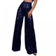 thumbnail image 3 of Pantalones casuales con lentejuelas brillantes para mujer, pantalones acampanados de cintura alta, pantalones elásticos sueltos y anchos para discoteca, ropa de club, disfraces de Halloween, 3 of 5