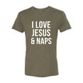 thumbnail image 2 of Wild Bobby, I Love Jesus & Naps Inspirational/Christian Men Premium Tri Blend Tee, Military Green, Small, 2 of 6