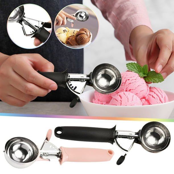 Xihbxyly Cuchara para Helado Resistente, Mango Antideslizante, Herramienta Metálica de Fácil Liberación, Ideal para Masa de Galletas y Helado, Utensilio de Cocina Multiusos, Acero Inoxidable, 21,5 X