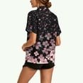 thumbnail image 4 of Plus Size Summer Shirts for Women Short Sleeve Button Down Collared Fashion Printed Casual Loose Beach Vacation Tops (XL, Black), 4 of 5
