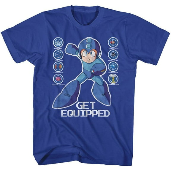 Mega Man Get Equipped Royal Adult T-Shirt 4Xl