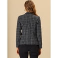 thumbnail image 4 of Chaqueta Allegra K elegante a cuadros de Manga larga con solapa frontal abierta Negro S, 4 of 5