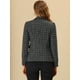 thumbnail image 4 of Chaqueta Allegra K elegante a cuadros de Manga larga con solapa frontal abierta Negro S, 4 of 5