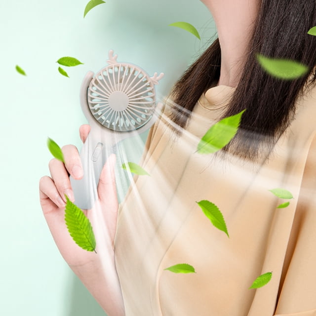 ¡Gran Descuento!, Mini ventilador portátil, silencioso y potente, diseño bonito, pequeño ventilador de escritorio de 3 velocidades con base, ligero, para maquillaje, recargable por USB Akmoler