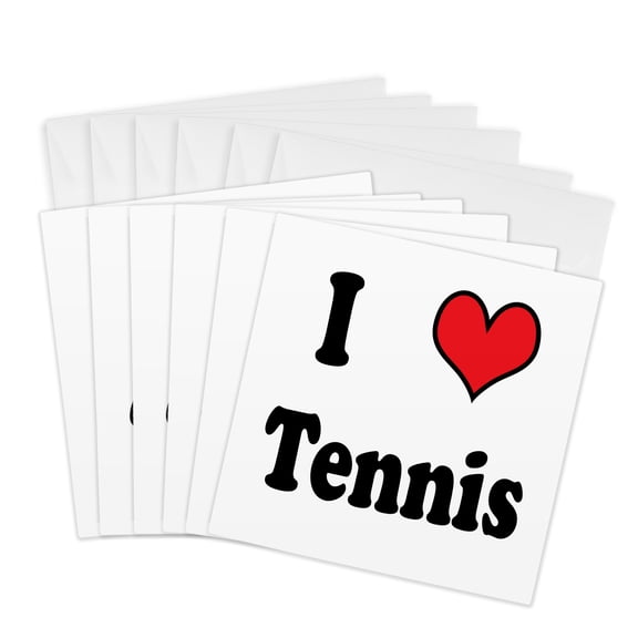 3drose, I Love Tennis, 6 Greeting Cards with Envelopes