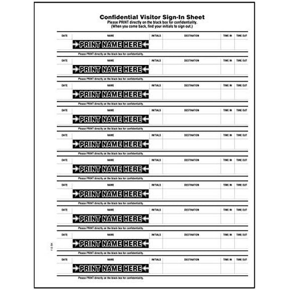 Stock - Confidential Visitor Sign-In Book for Schools, 500/Book, Min. 5-Book Purchase