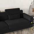 thumbnail image 3 of Black Velvet Sofa Couch, 86" Large Loveseat Sectional Sofa with Gold Metal Legs for 3-4 Persons, Mid Century Modern Couch with 2 Pillows, Love Seat for Living Room Home Office Apartment, 3 of 8