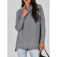 thumbnail image 3 of Sanmadrola Oversized Turtleneck Sweaters for Women 2023 Fall Winter Long Batwing Sleeve Split Hem Jumper Pullover Knit Sweater Tops, Light Grey, 2XL, 3 of 8