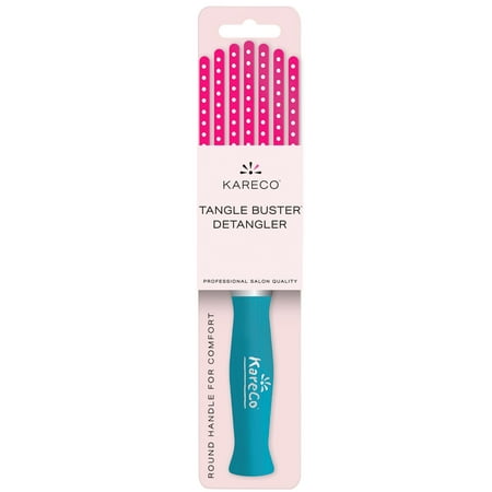 KareCo Mini Tangle Buster Flexible Professional Hair Brush, Pink & Teal, Synthetic Bristles
