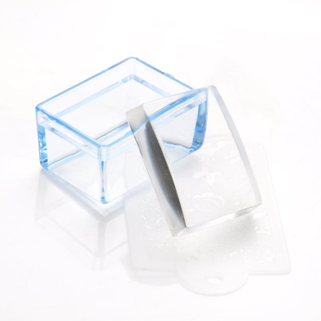 Juego de 2 sellos de silicona transparentes rectangulares para decoración de uñas Sello de silicona con raspador en forma de flor Disponible en 3 colores