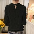 thumbnail image 4 of SHITINN Womens Blouses Casual Lace Long High Neck Blouse T-Shirt Ladies Loose Sleeve Autumn Pullover Women's Blouse Short Sleeve Womens Tops Summer Shirts for Women 2025, 4 of 5