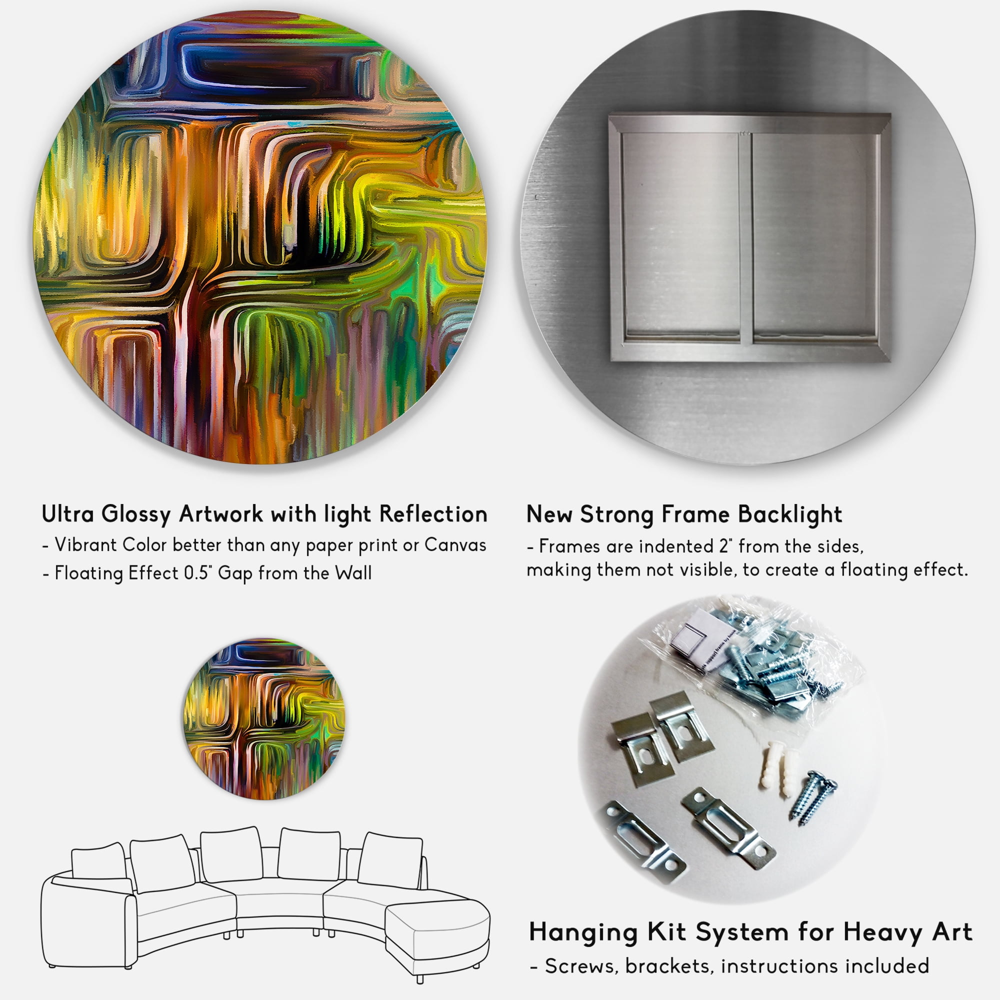 Designart 'Colour Spiral Fusion I' Modern Circle Metal Wall Art 29x29 - Disc of 29