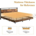 thumbnail image 4 of VanAcc King Float Bed Frame with LED Lights and Charger, RGB Smart Storage Headboard, Platform Bed with USB Charger & Cord, RusticBrown, 4 of 8