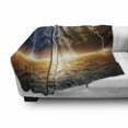 thumbnail image 3 of Thunder Soft Flannel Fleece Throw Blanket, Weather Themed Composition with Clouds with Bolts Pastoral Arrangement Print, Cozy Plush for Indoor and Outdoor Use, 50" x 70", Multicolor, by Ambesonne, 3 of 6
