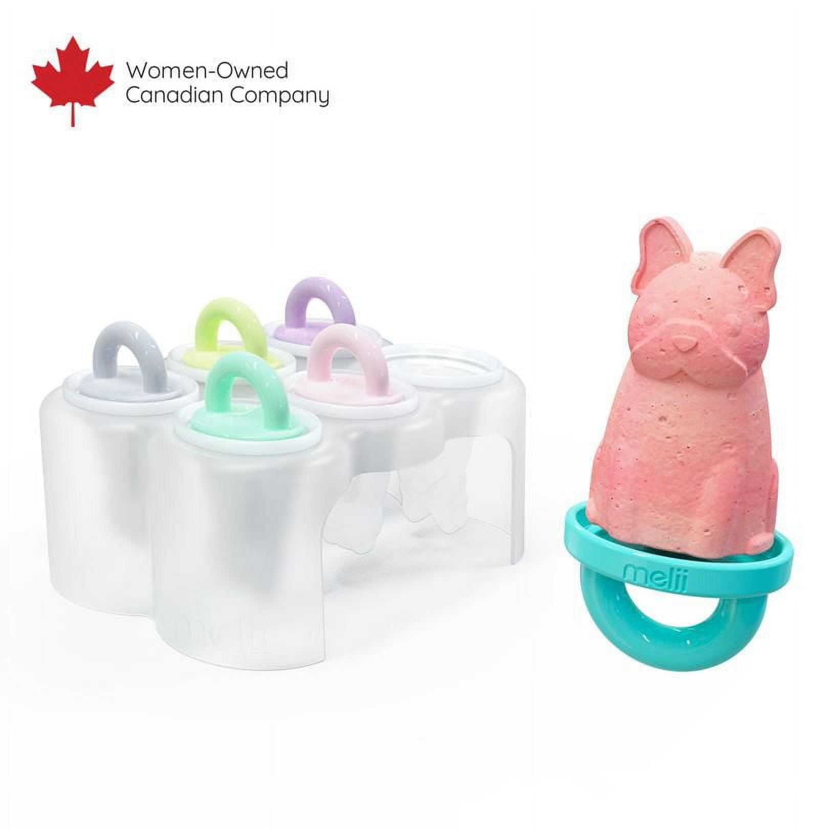 Melii Ensemble de 6 Moules à Sucette Glacée en Forme d'Animaux avec Plateau - Moules en Silicone Réutilisables