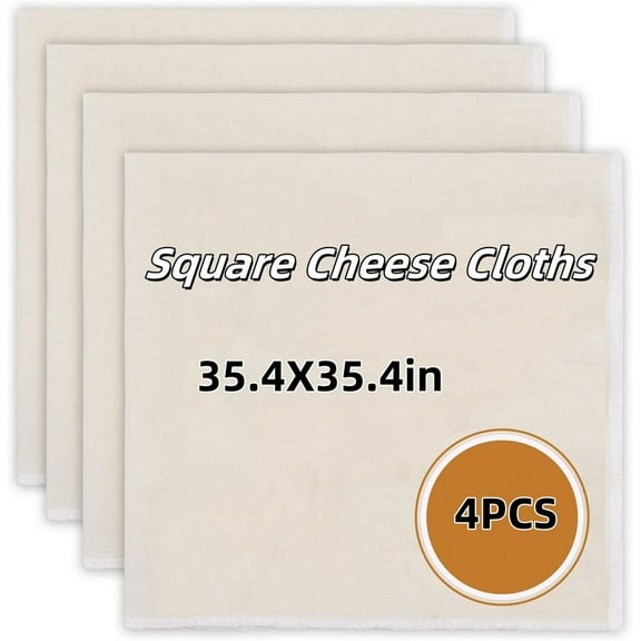 35.4x35.4In Precut Cheesecloth,4Pcs Unbleached & Reusable Fine Cheese Cloth,Pure Cotton Food Grade Cheese Cloths for Cooking