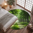 thumbnail image 3 of 4ft Round Rug, Green Trees Non-Skid Rubber Backing Large Area Rugs - Living Room Bedroom Home Office, Forest Art Decor Spring Summer Nature Leaf Indoor Floor Mat Carpets Washable Rug, 3 of 9