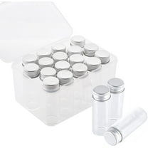 PH 17 14ml Vials Tiny Glass Bottles Clear Empty Jars with Aluminum Top Screw Lids Small Mini Message Sample Bottle for Wedding Favors Decorations Liquid Hold Storage Clear