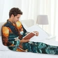 thumbnail image 4 of Salouo Textured Bald Eagle Print Button-Front Long Sleeve Pajama Set for Men, Soft 2Pjs Men's Long Sleeve Sleepwear -X-Large, 4 of 7