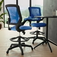 thumbnail image 3 of Flash Furniture Kale Mid-Back Blue Mesh Ergonomic Drafting Chair with Adjustable Foot Ring and Flip-Up Arms, 3 of 16