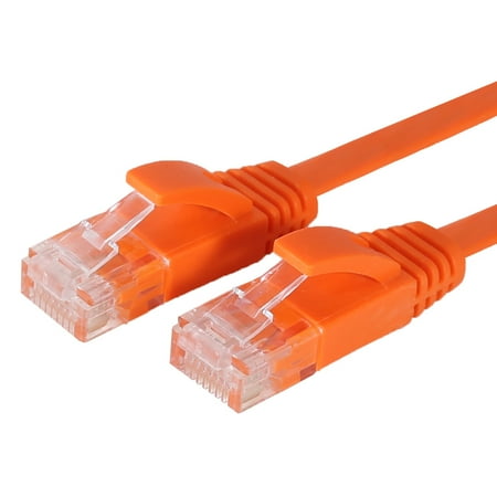 Fosmon Ethernet Cable Flat (25 Feet - Orange), Supports RJ45 Cat6 / Cat5e / Cat5 Standards, 250MHz, 1.0Gbps - Computer Networking Patch Cable Cord