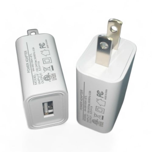 USB Wall Charger, White, 2-Pack, Power Adapter with Folding Plug, Compatible with Mobile Devices