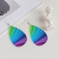 thumbnail image 4 of Faux Leather Earrings Earring Rainbow Stripes Teardrop Dangle Earrings For Women Jewelry, 4 of 6
