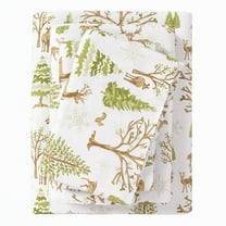Great Bay Home Lodge Flannel Sheet Set - 100% Turkish Cotton - Double Brushed (Twin, The New Enchanted Woods)