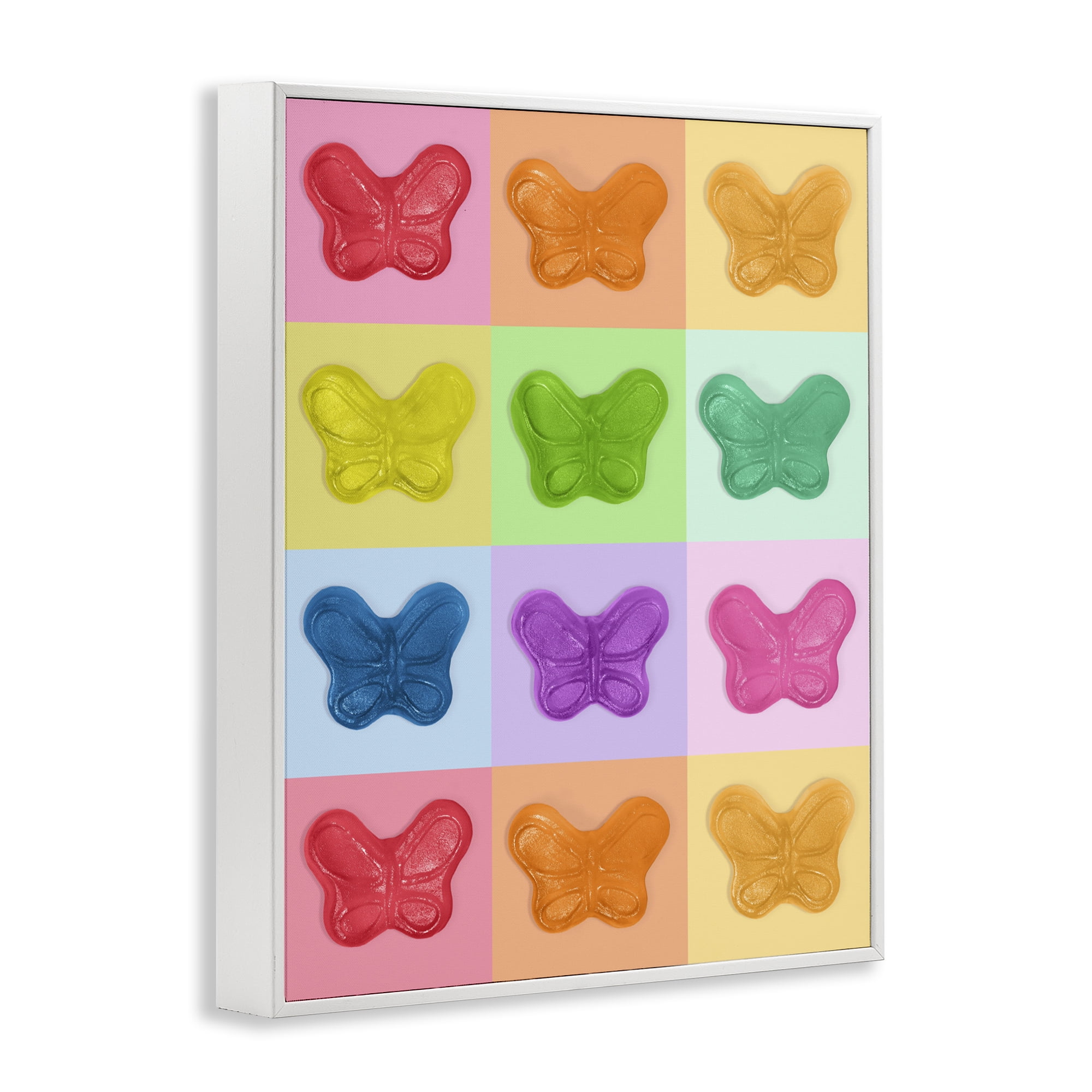 Stupell Industries Colorful Butterflies Candy White Framed Giclee Art, design by LISH Creative
