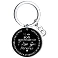 thumbnail image 1 of Llaveros para mujer, llavero de billetera, llavero de auto, llavero DIY para mi hijo, llavero de acero inoxidable negro con apellido de 26 letras, 2,5 cm, decoraciones de moda, 1 of 3
