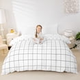 thumbnail image 3 of meiyoeat Classic Check Geometric Bedding For Kids,Simple Square Plaid Duvet Cover Full,Reversible,3pcs(No Comforter), 3 of 6