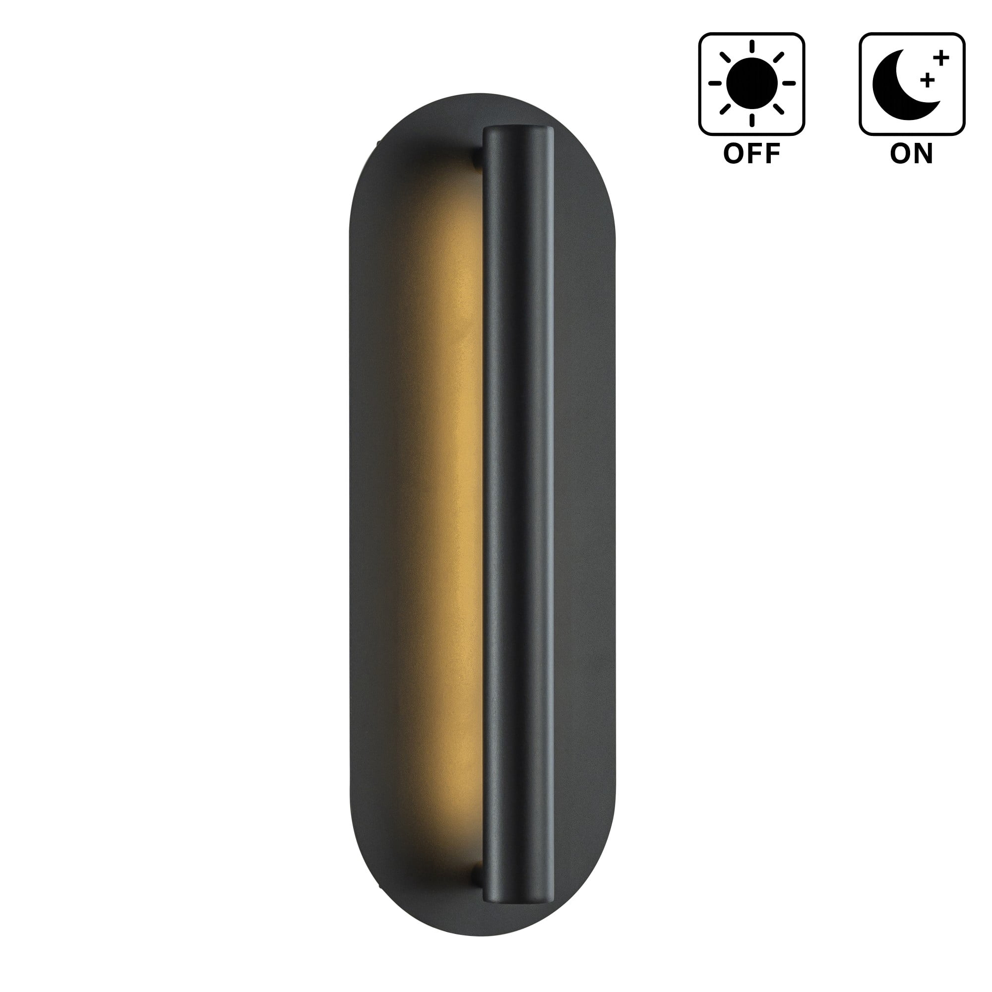 H19" Oval Matte Black 23W Integrated LED Wall Sconce with Acrylic Shade Modern Dusk to Dawn Outdoor Wall Light Waterproof Exterior Light Fixture for Porch  Patio