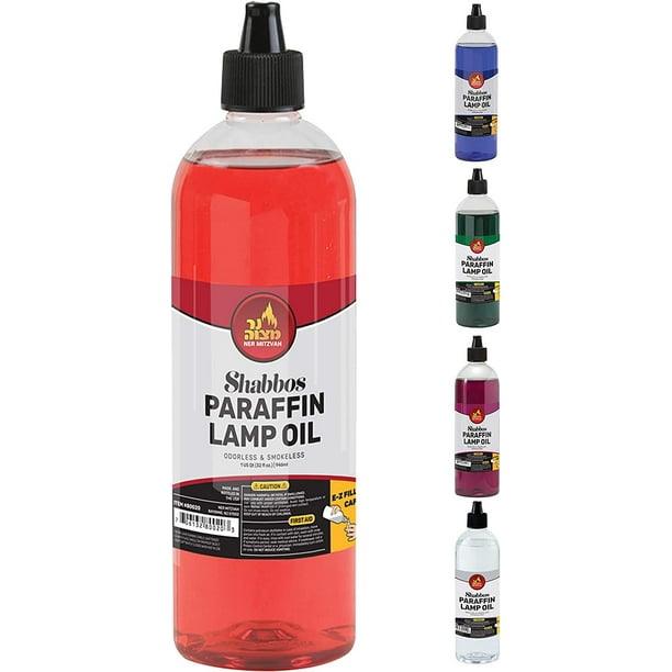 Paraffin Lamp Oil Red Smokeless Odorless Clean Burning Fuel for Indoor and Outdoor Use with E Z Fill Cap and Pouring Spout 32oz by Ner Mitzvah