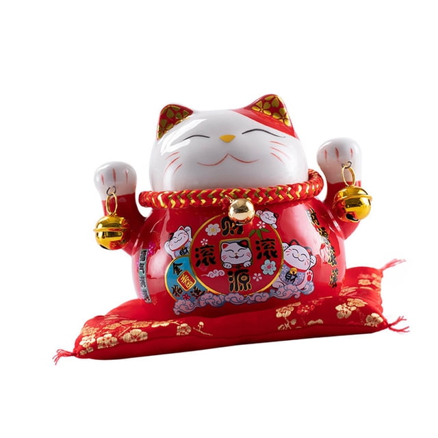 GUOOL Cute Cat Money Bank Animal Statue Sculpture Money Box Ceramic Ornament for A