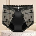thumbnail image 5 of JDEFEG Underwear Women Pack Comfy Sexy Lace Edge Underwear for Women Love Mesh High Waist Ice Silk Women's Triangles High Waisted Ladies Panties Black Size L, 5 of 6