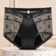 thumbnail image 5 of Gibobby Ropa interior bikini elástica para mujer Ropa interior sexy con borde de encaje para mujer Love Mesh High Waist Luxury Ice Silk Triángulos para mujer(Negro， L), 5 of 5