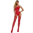 thumbnail image 2 of LowProfile Underwear Bodysuit for Women Mesh Hollow Fishnet BabyDoll Underwear Nightwear Overalls Red, 2 of 4