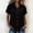 A233 Black, variant on Womens Linen Short Sleeve Button Down Shirts Collared V Neck Blouses With Pocket Casual Work Office Professional Plain Solid Summer Tops Lightweight Classic Fit Tee