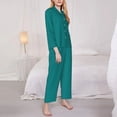 thumbnail image 3 of Daiia Teal for Women's Long-Sleeved Pajama Set – Soft & Comfortable Sleepwear Button-Up Pajamas Cozy Lounge Wear-Large, 3 of 7