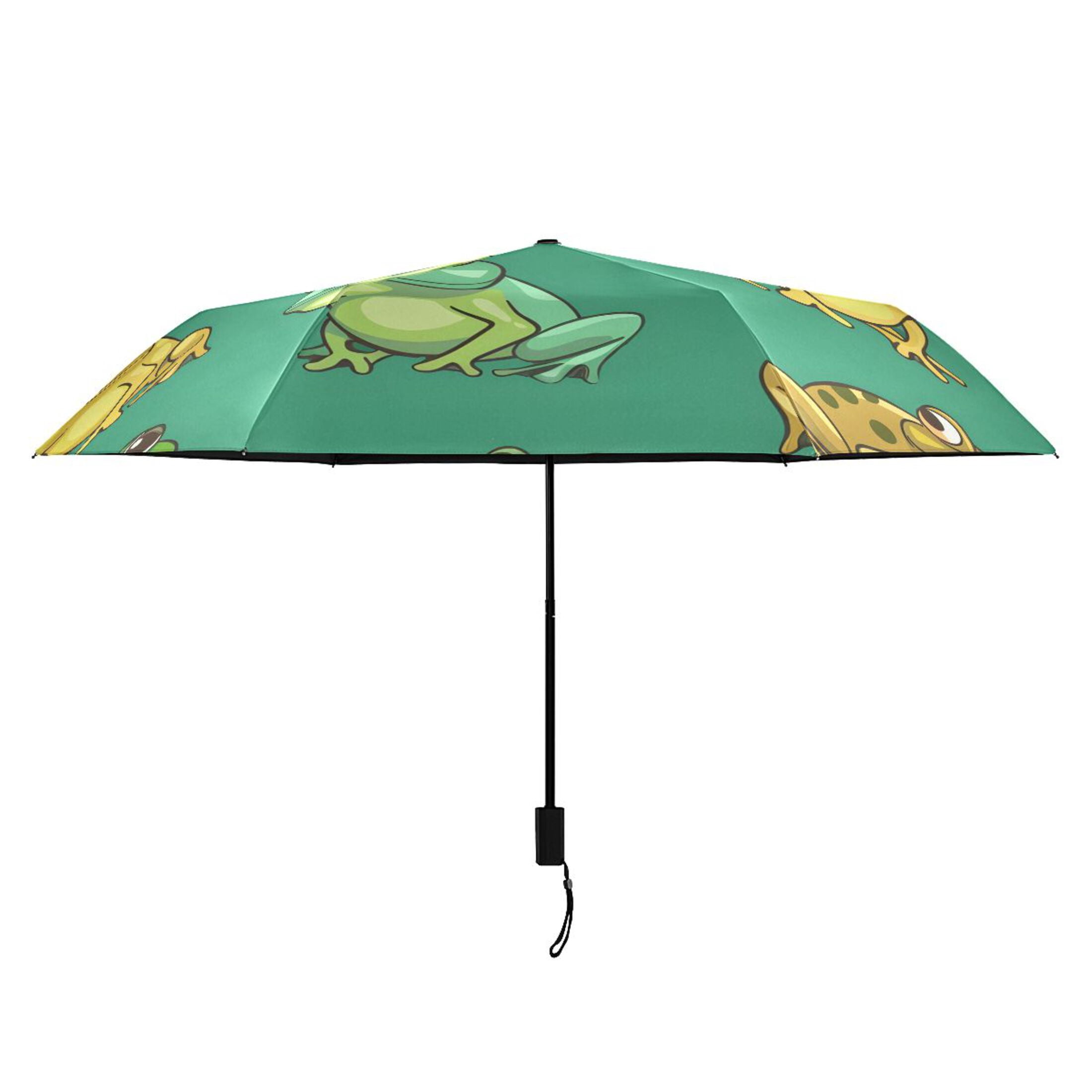 ALAZA Cartoon Frog UPF 50+ Compact Folding Umbrella for Rain Travel Umbrella Packable
