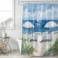 thumbnail image 6 of Nautical Sea Wave Blue Shower Curtain Set - Standard 72" x 72" Washable Bathtub Curtain with 12 Hooks, Ocean Coastal Beach Plant Waterproof Fabric Stall Shower Curtains for Bathroom/Bathtub Décor, 6 of 6