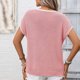 thumbnail image 4 of Tejiojio Women's Ribbed Knit Top Ruffled Trim Round Neck Short Sleeve Casual Summer Blouse, 4 of 7