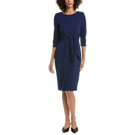Adrianna Papell womens  Crepe Tie Waist Sheath Dress, 10, Blue