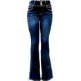 thumbnail image 4 of Jack David Women's Juniors 70s Trendy Flared Mid-Waist Fitted Bell Bottom Jeans, 4 of 5